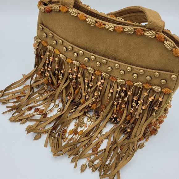 Vintage Elcanti Accessories Boho Beaded Festival Fringe Faux Suede Shoulder Bag - Picture 4 of 16